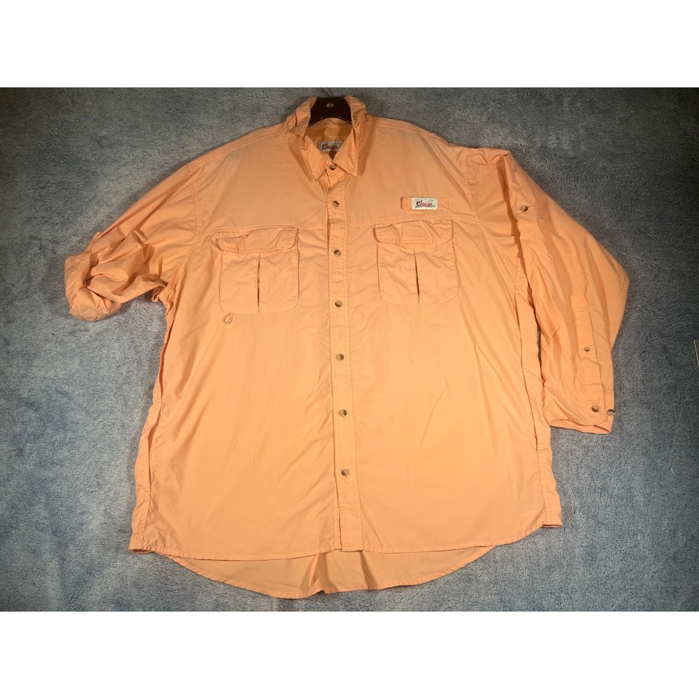 World Wide Sportsman Mens 3XL Fishing Shirt Peach Nylon Vented Long‎ Sleeve